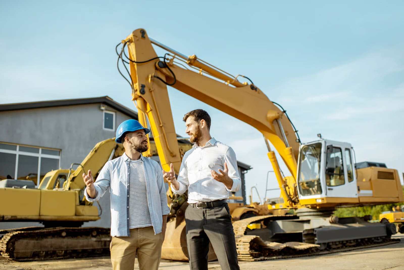 A detailed construction equipment guide infographic showing a variety of heavy machinery including excavators and loaders to help contractors select the right fleet for their job site.