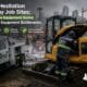 Commercial excavator operating on a wet construction job site using seattle equipment rental services in heavy rain