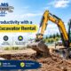 Compact excavator operating at a construction site, demonstrating how a compact excavator rental supports efficient digging and site preparation.